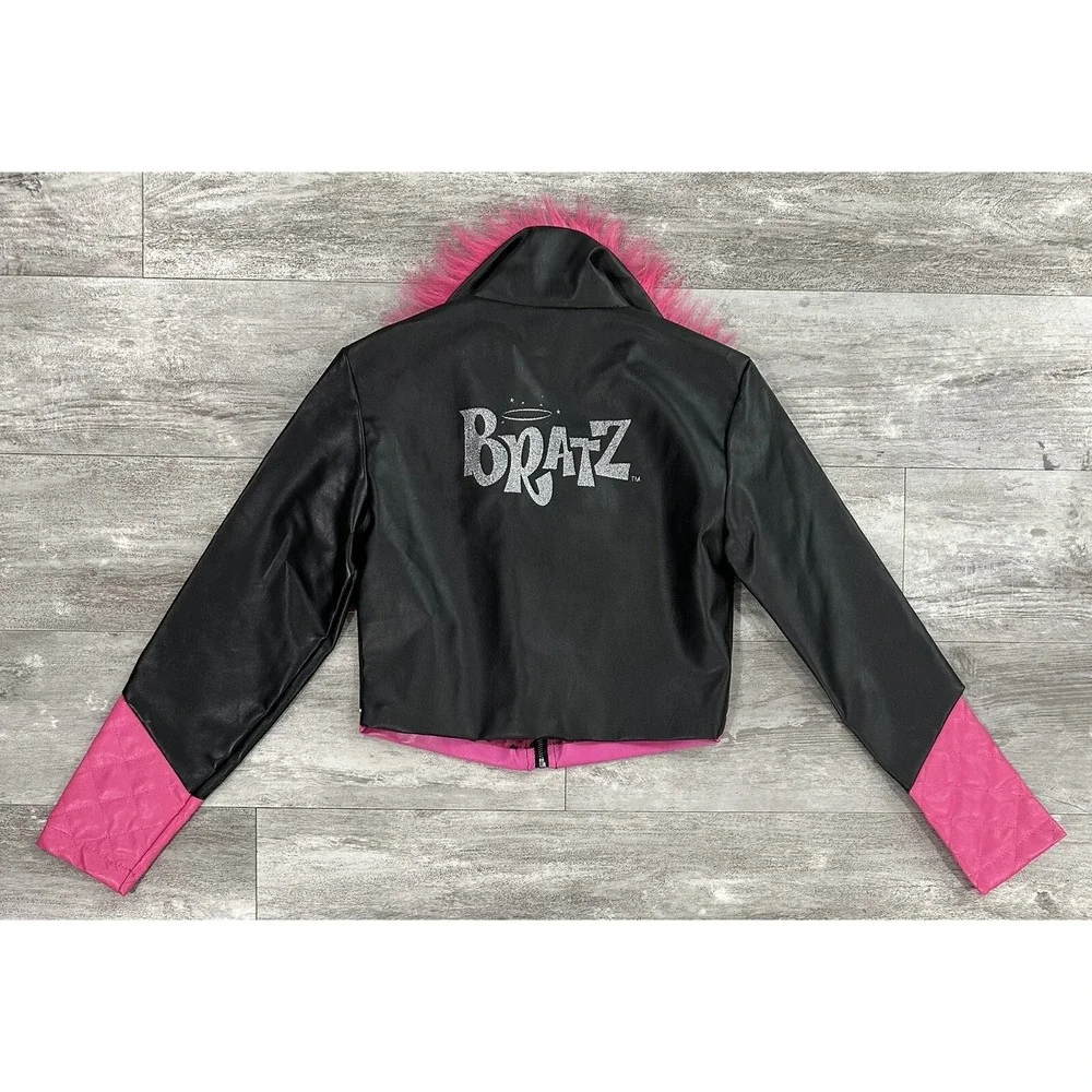 BRATZ Jacket Spirit Halloween (Rare) Faux Fur Faux Leather Pink Juniors Size S